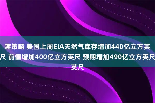 趣策略 美国上周EIA天然气库存增加440亿立方英尺 前值增加400亿立方英尺 预期增加490亿立方英尺
